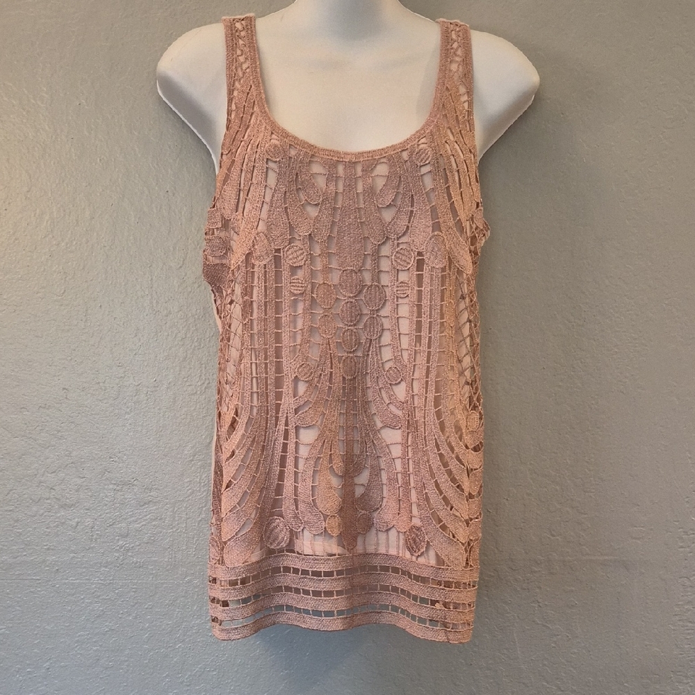 Express Pink Crochet Lace Tank Top